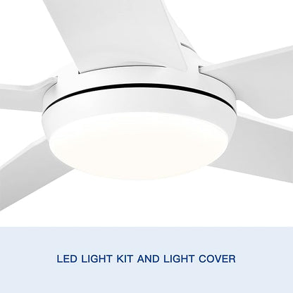 NicBex Ceiling Fan 48 Inch Modern Ceiling Fans with Integrated LED Light and Remote Control Double Finish Ceiling Fan with 5 Blades for Living Room, Bedroom, White