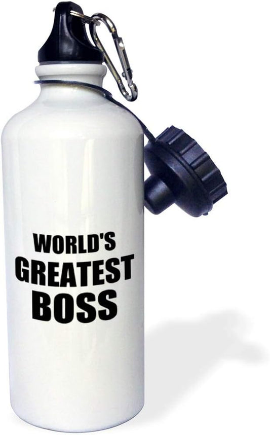 3dRose Worlds Greatest Black Text Design for The Best Boss Ever Sports Water Bottle, 21Oz, Multicolored