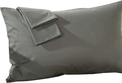800 Thread Count 100% Egyptian Cotton Toddler Pillowcases Set of 2, Super Soft and Breathable Zipper Closer Travel Pillow Cases, 13x18 Inches, Dark Grey Solid