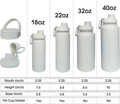 40oz Insulated Water Bottle ，Stainless Steel Sports Water Cup Flask with 2 Lids, Wide Mouth Travel Thermal Mug,Outdoor Sports Bottle（white）