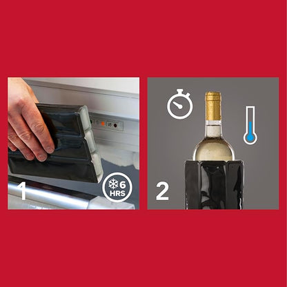 Vacu Vin Active Cooler Mini - Black - Wine & Drinks Cooling Sleeve (0,3-0,5 l) - Rapidly Chills and Maintains Cold Temperatures - Versatile for Beer, Wine and More