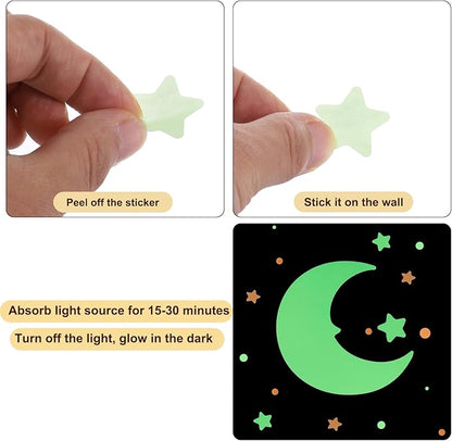 uxcell Glow in The Dark Dot Stickers, Glow Dot Wall Decals, Glowing Dot Decal Decoration for Ceiling and Wall, 522 Dots in 3 Sizes