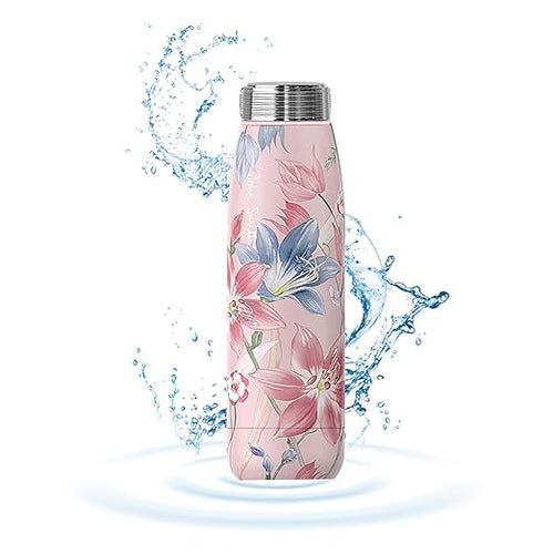 JOHNSMITH Hydrogen Water Bottle, Alkaline Water Bottle 15oz, Creates High pH Premium Water, Portable Insulated Stainless Steel Bottle Alpine Ore Filter Water Bottle for Sports, Outdoor, Office, Pink
