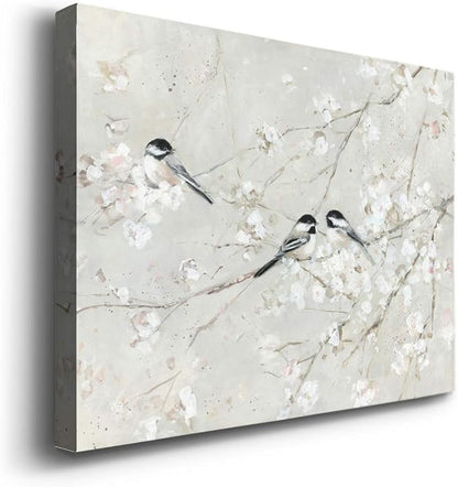 Renditions Gallery Canvas Nature Wall Art Modern Decorations Paintings Elegant Little Birds Glam Romantic Abstract Botanical Artwork Prints for Bedroom Office Kitchen - 18"x27" LT33