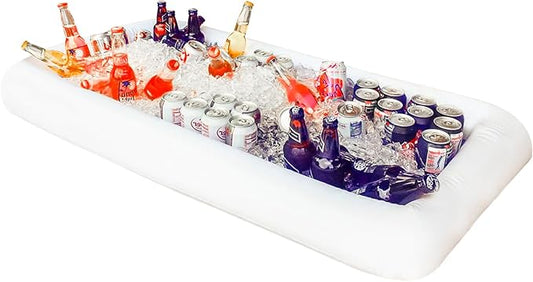 Novelty Place Inflatable Ice Serving Tray Buffet Bar with Drain Plug - Salad Food & Drinks Inflatable Cooler for Party Picnic and Camping (Pack of 1)