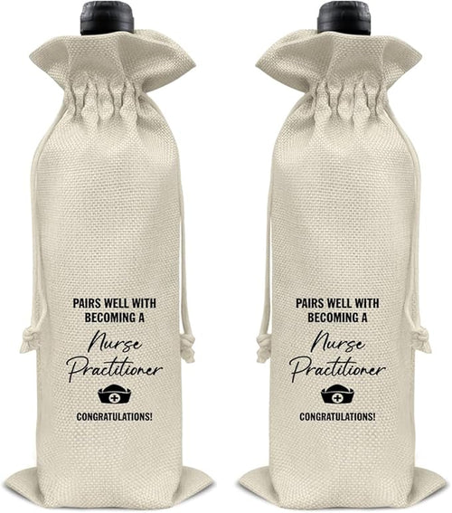 HOIJAUMAI Nurse Graduation Gifts Nurse Graduation Wine Bag Pairs Well with Becoming a Nurse Practitioner Wine Gift Bags for Women Her