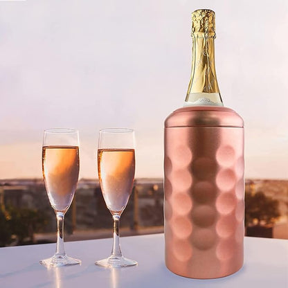 Sangyn Wine Chiller, Premium Wine Cold Bucket Double Walled, Portable Vacuum Insulated Wine Cooler for Most 750mL Champagne and Wine Bottles, Wine Gifts for Wine Lovers(Rose Gold)