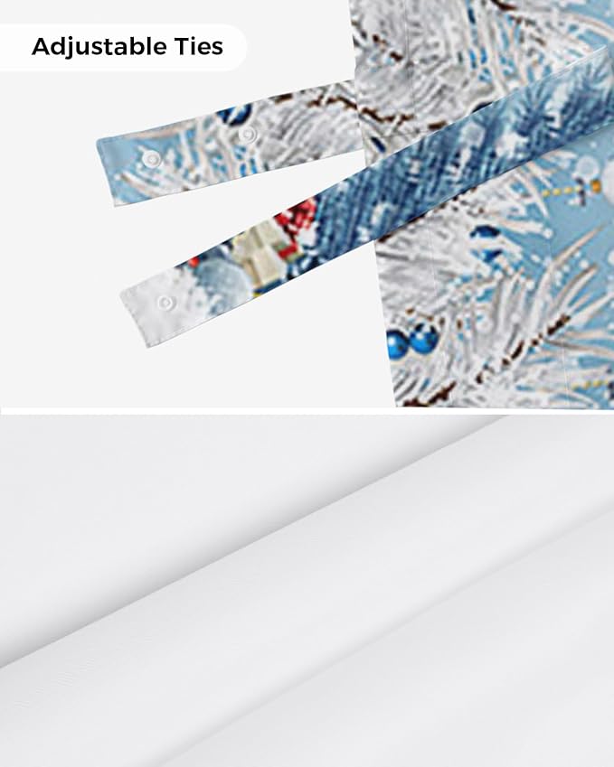 Christmas Gnome Blackout Tie Up Valance Curtains for Kitchen Windows Winter Merry Christmas Tree Balls Window Toppers Balloon Shades for Living Room/Bathroom/Bedroom,1 Panel, 60" X 18", Blue