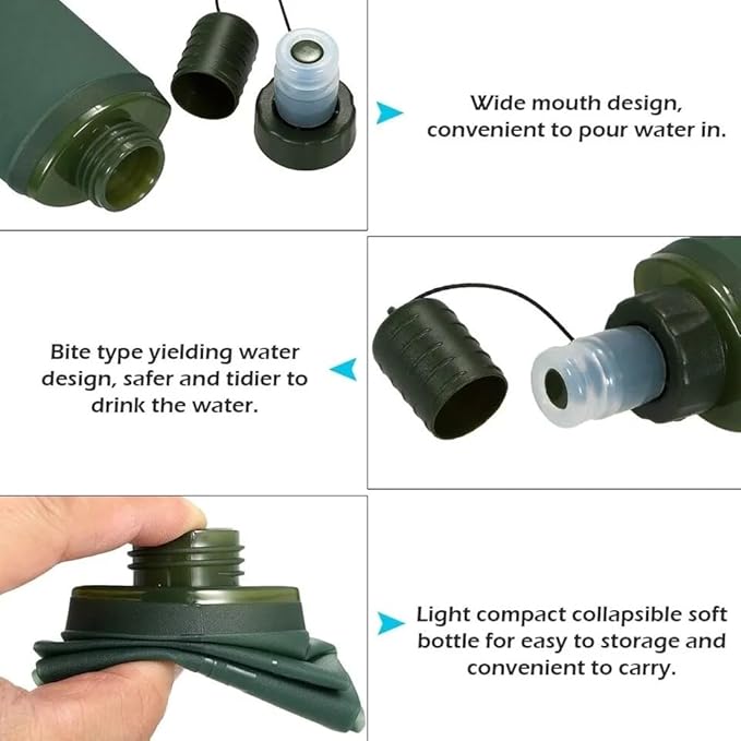 RAİL TPU Outdoor Sport Bottle, 500ml (16.9 oz), Folding Soft Flask for Running, Camping, Hiking, Bicycling, Fitness Water Bag