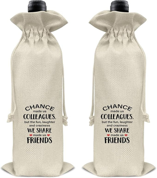 HOIJAUMAI Gift for Colleagues, Friendship Gifts for Coworkers Colleagues, Colleagues Wine Bag Coworker Wine Gift Bags for Women Men