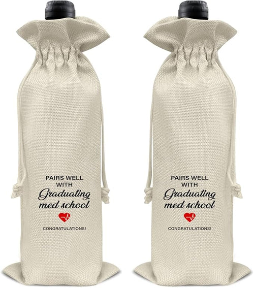 HOIJAUMAI Med School Graduation Gifts Med School Graduation Wine Bag Pairs Well with Graduating Med School Wine Gift Bags for Women Men