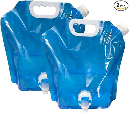 PIVHWIR 2 PCS Collapsible Water Container with Spigot, BPA Free 5L Camping Water Storage Carrier Jug, Collapsible Water Cube for Outdoors Hiking Camping Riding