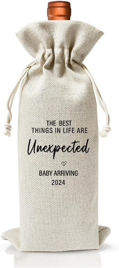 Baby Announcement Wine Gift Bag for New Grandpa Grandma Uncle Aunt 2024, Baby Shower or Party Decor, Religious Pregnancy Announcement 2024, New Dad Mom Gift 2024, Gender Neutral Baby Announcement