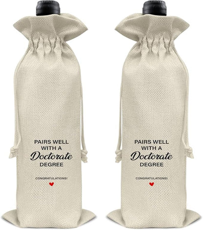 HOIJAUMAI Doctorate Degree Graduation Gifts Doctorate Graduation Gift Doctorate Graduation Wine Bag Pairs Well with a Doctorate Degree Wine Gift Bags for Men Women