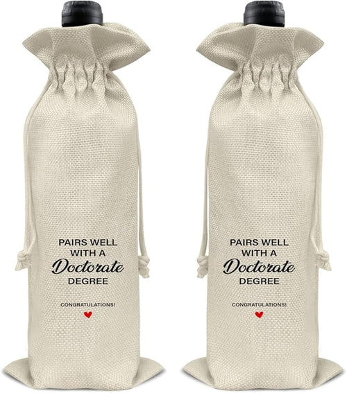 HOIJAUMAI Doctorate Degree Graduation Gifts Doctorate Graduation Gift Doctorate Graduation Wine Bag Pairs Well with a Doctorate Degree Wine Gift Bags for Men Women