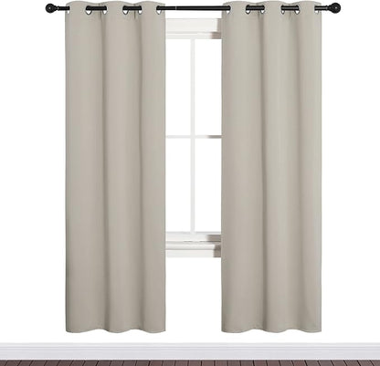 NICETOWN Blackout Curtains for Bedroom, 72 inches Long Curtains & Drapes for Living Room, Thermal Insulated Window Treatment Draperies for Nursery (Natural, 34" by 72")
