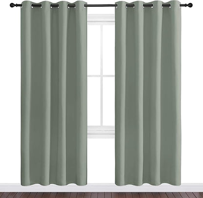 NICETOWN Greyish Green Blackout Curtains 78" Long for Office, Dining Room, Guest Room, Sound Reducing Heat and Cold Block Curtain Panels for Modern Room Decorative (55" Wide, 2 Pieces)