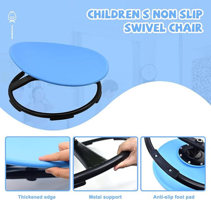 Kids Swivel Chair, Sensory Spinning Toy Chair for Kids, Autism Kids Swivel Chair Training Body Coordination, Improve Physical Coordination Wobble Chair Science Toy for Kids 3-9 (Blue)