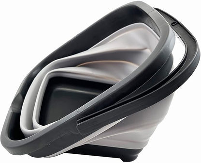 SAMMART 10L (2.6 gallon) Collapsible Rectangular Handy Basket/Bucket (Black/Alloy Grey)