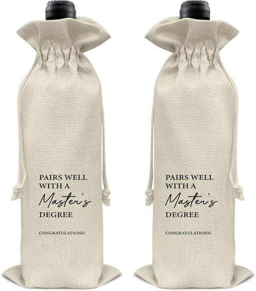 HOIJAUMAI Masters Degree Graduation Gift Masters Graduation Gift Graduation Wine Bag Pairs Well with a Master's Degree Wine Gift Bags for Women Men