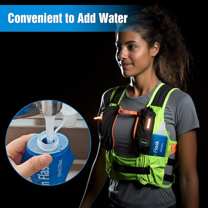 500ML Soft Flask, Running Water Bottle Foldable TPU Hydration Flask for Running Hydration Pack Cycling Hiking Marathon