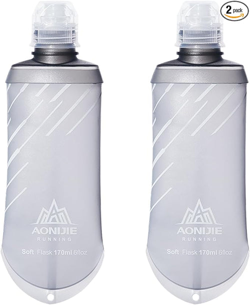 TRIWONDER Water Bottles TPU Soft Flasks Collapsible Running Flasks for Hydration Pack Backpack Hiking Cycling (170ml/5.75oz - Pack of 2)