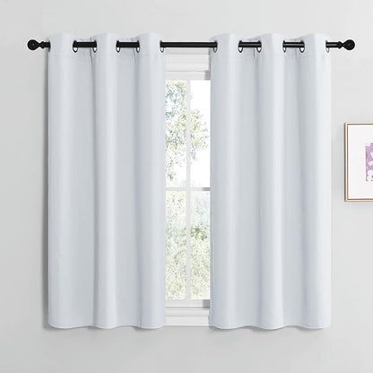 NICETOWN Room Darkening Curtain Panels for Bedroom, Easy-Care Solid Thermal Insulated Grommet Room Darkening Draperies/Drapes (Greyish White, 2 Panels, 42 by 48)