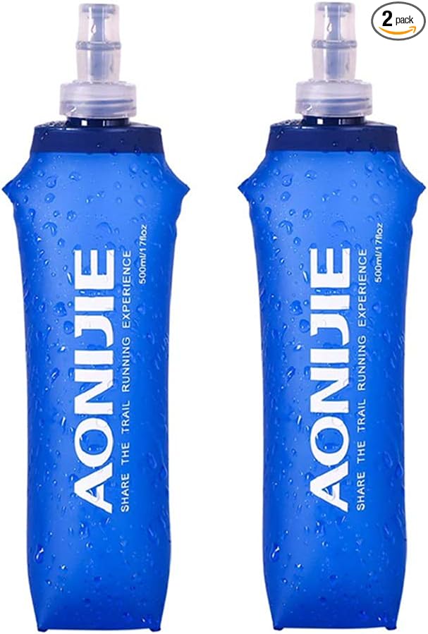 AONIJIE 2 Pcs Sports Collapsible Water Bottle BPA Free - TPU Soft Drink Water Kettle Foldable Flask for Hiking Bicycling Running Climbing