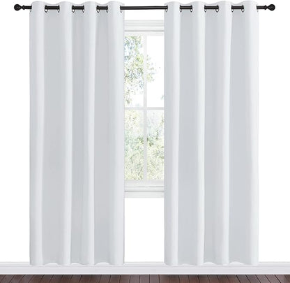 NICETOWN Room Darkening Curtains for Living Room - Easy Care Solid Thermal Insulated Grommet Room Darkening Curtains/Panels/Drapes for Bedroom (2 Panels, 55 by 78, Greyish White)
