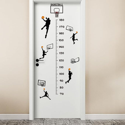Basketball Player Kids Height Wall Chart | Peel & Stick Nursery Wall Decals for Baby Bedroom, Toddler Playroom
