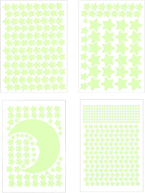 uxcell Glow Stars and Moon, Glow in The Dark Stickers, Stars and Squares Wall Decals Glowing Decal Decoration for Ceiling and Wall