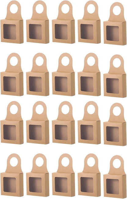 HomeSoGood 20Pcs Kraft Paper Wine Bottle Box with Window Hanging Foldable Gift Boxes for Gifts Candy Holds Wine Bottles Decoration
