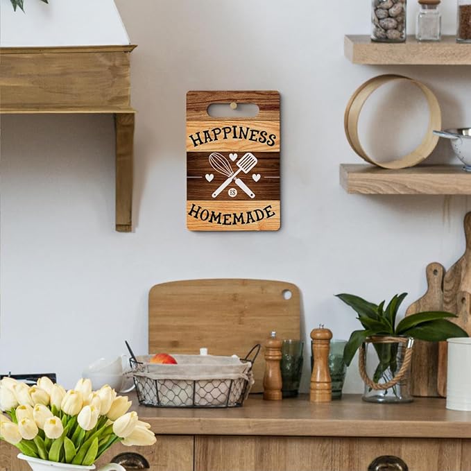 Happiness Is Homemade Cutting Board Gifts, Wood Cutting Boards for Kitchen, House Warming Gifts New Home, Kitchen Wall Art, Christmas Birthday Gifts for Women Mom Grandma 8 x 12 Inch