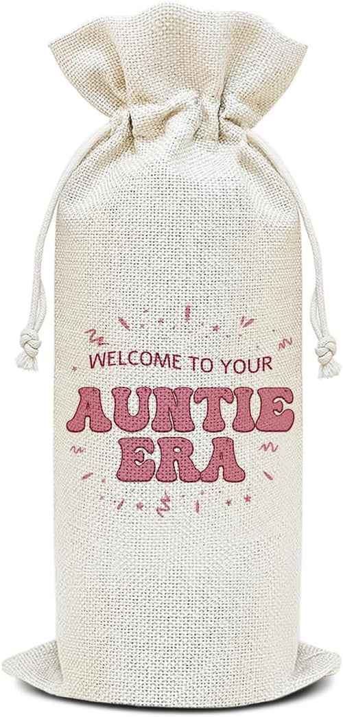 Wine Canvas Bag, Pregnancy Announcement for Aunt New Aunt Gifts for Sister, Wine Gift Bag, Wine Bags for Wine Bottles, Wine Champagne Gifts With Drawstring Baby Announcement Party Decoration -WB04
