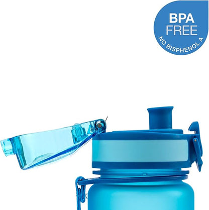 Embrava Best Sports Water Bottle - 17oz Small - Eco Friendly & BPA-Free Plastic - For Running, Gym, Yoga, Outdoors and Hiking - Fast Water Flow, Flip Top, Opens With 1-Click - Leak-proof Lid