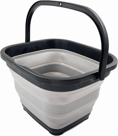 SAMMART 10L (2.6 gallon) Collapsible Rectangular Handy Basket/Bucket (Black/Alloy Grey)