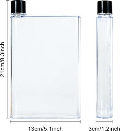 Flat Water Bottle For Travel,14oz Slim Water Bottle,Transparent Slim Water Bottle 420ml-BPA Free&Portable-Square Water Bottle Flat for Sports,Fitness,Camping,Hiking