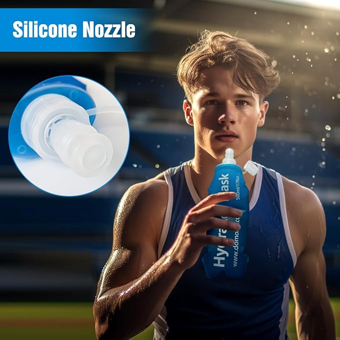 500ML Soft Flask, Running Water Bottle Foldable TPU Hydration Flask for Running Hydration Pack Cycling Hiking Marathon