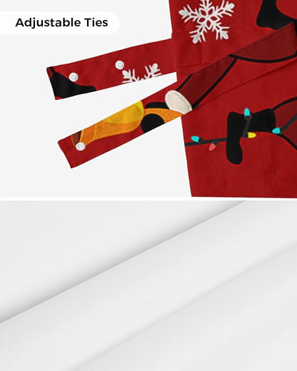 Red Merry Christmas Blackout Tie Up Valance Curtains for Kitchen Windows Funny Hanging Santa Window Toppers Balloon Shades for Living Room/Bathroom/Bedroom,1 Panel, 42" X 12", Snow Winter Holiday