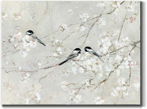 Renditions Gallery Canvas Nature Wall Art Modern Decorations Paintings Elegant Little Birds Glam Romantic Abstract Botanical Artwork Prints for Bedroom Office Kitchen - 8"x12" LT33