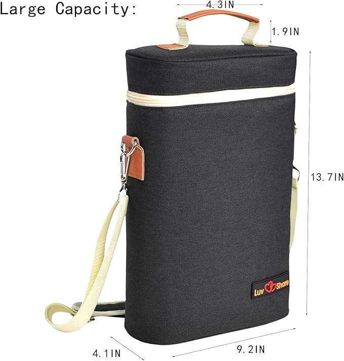 Insulated Wine Carrier Bag 2 Bottle Wine Cooler Tote Bag for Travel, Party, Beach, Wedding, Wine Accessories Gift for Wine Lovers
