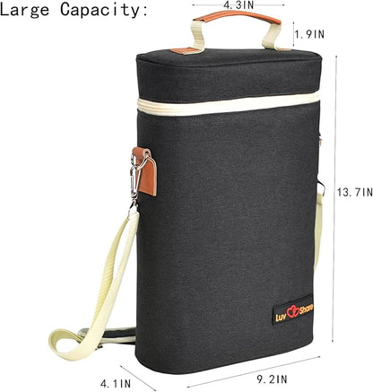 Insulated Wine Carrier Bag 2 Bottle Wine Cooler Tote Bag for Travel, Party, Beach, Wedding, Wine Accessories Gift for Wine Lovers