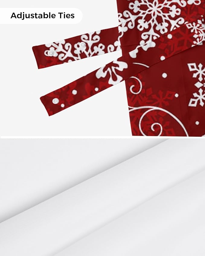 Christmas Blackout Tie Up Valance Curtains for Kitchen Windows Red White Snowflakes Pattern Window Toppers Balloon Shades for Living Room/Bathroom/Bedroom,1 Panel, 54" X 18", Winter