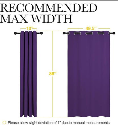 NICETOWN Purple Blackout Curtains 86 inches Long, Niose Reducing and Thermal Insulated Room Darkening Curtains for Girls Bedroom Living Room Window Decoration (55 inches Wide, 2 Panels)