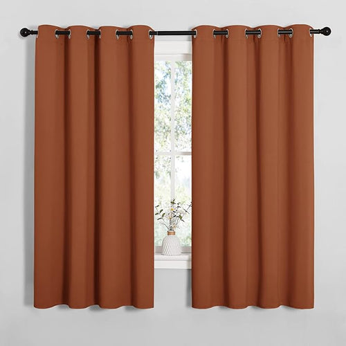 NICETOWN Halloween Blackout Curtain Panels for Girls Room, Nursery Essential Thermal Insulated Solid Grommet Top Blackout Drapes (Burnt Orange, 1 Pair, 55 x 68 inches)