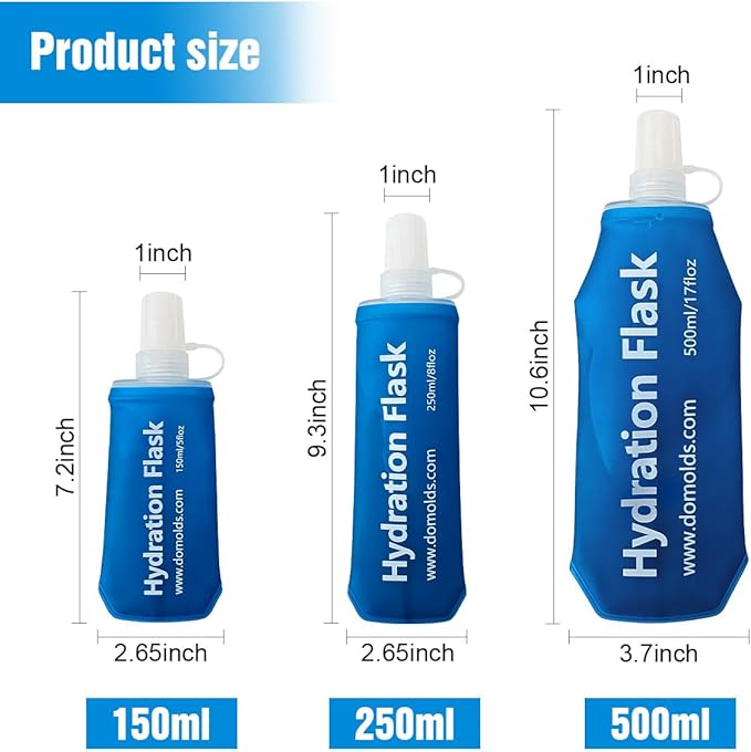 500ML Soft Flask, Running Water Bottle Foldable TPU Hydration Flask for Running Hydration Pack Cycling Hiking Marathon