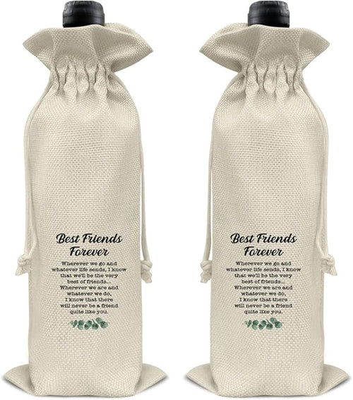 HOIJAUMAI Friendship Gifts Best Friends Wine Bag Best Friends Forever Wine Gift Bags for Women Men
