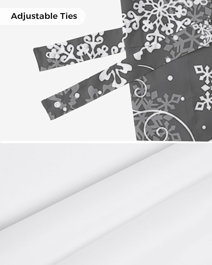 Christmas Blackout Tie Up Valance Curtains for Kitchen Windows Grey White Snowflakes Pattern Window Toppers Balloon Shades for Living Room/Bathroom/Bedroom,1 Panel, 54" X 18", Winter