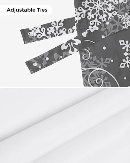 Christmas Blackout Tie Up Valance Curtains for Kitchen Windows Grey White Snowflakes Pattern Window Toppers Balloon Shades for Living Room/Bathroom/Bedroom,1 Panel, 54" X 18", Winter