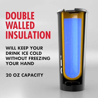 The LoudCup 20 oz Tumbler + Integrated Stadium Horn (Bluejay Blue) - Reusable Water Bottle for Sports Fans - Worlds Loudest Cup for Noisy Fans on Game Day & Tailgating